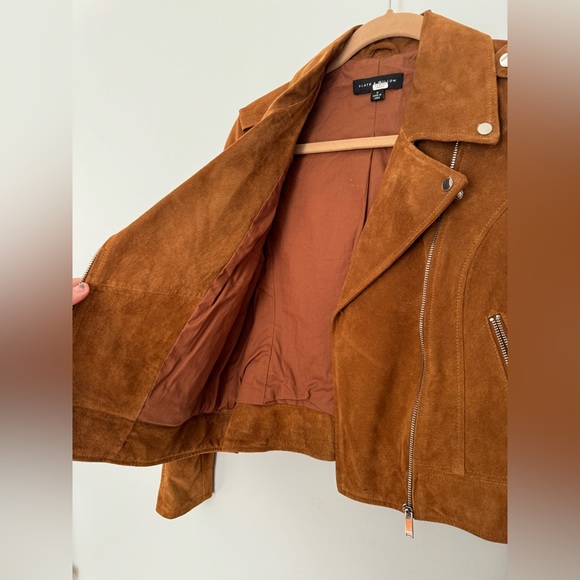 NWOT Slate & Willow Suede Moto Jacket in Brown Chestnut - Small - Picture 9 of 14